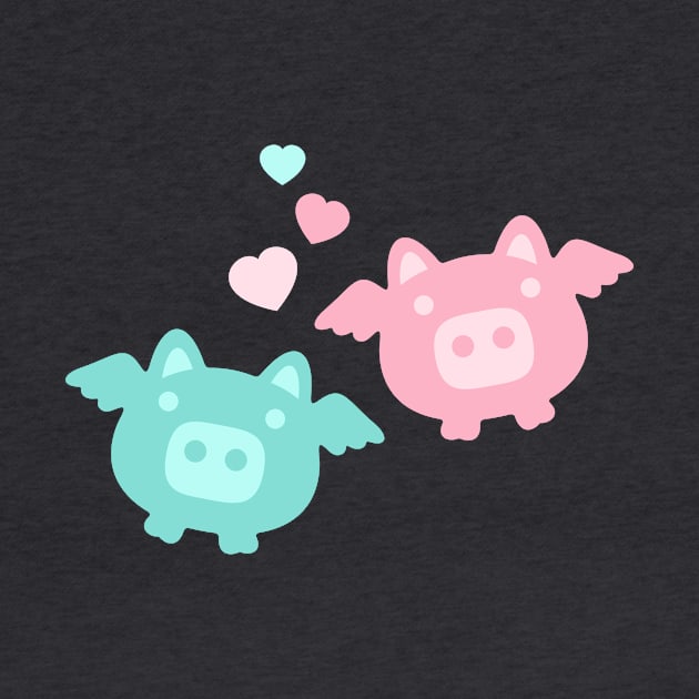 Pastel Flying Pigs in Love by XOOXOO